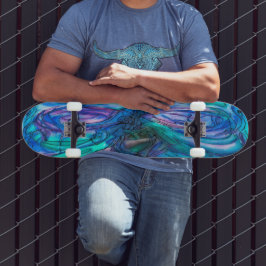 Skateboard Fantasía Azul Acuarela