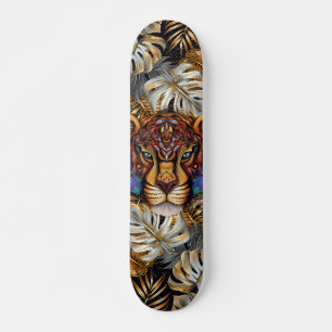 Skateboard Fantasía Boho Cabeza de Tigre de la Jungla Medios