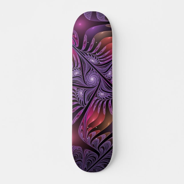 Skateboard Fantasía colorida Resumen Trippy Purple Fractal (Anverso )