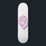 Skateboard Fantasía de Unicornio Púrpura Rosa<br><div class="desc">Unicornio mágico con pelo rosa y violeta decorado con estrellas doradas dispersas.</div>