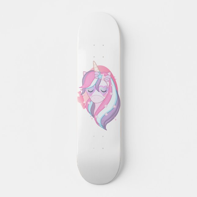 Skateboard Fantasía de Unicornio Púrpura Rosa (Anverso )
