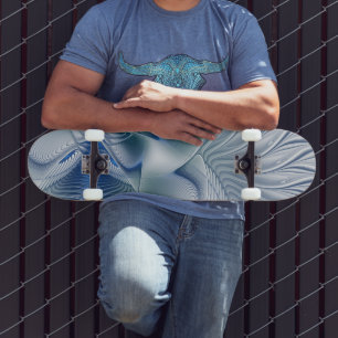Skateboard Fantasía dinámica abstracta tonos azules arte frac