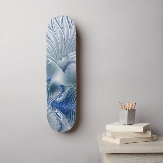 Skateboard Fantasía dinámica Resumen tonos azules arte fracta (Arte de la pared)