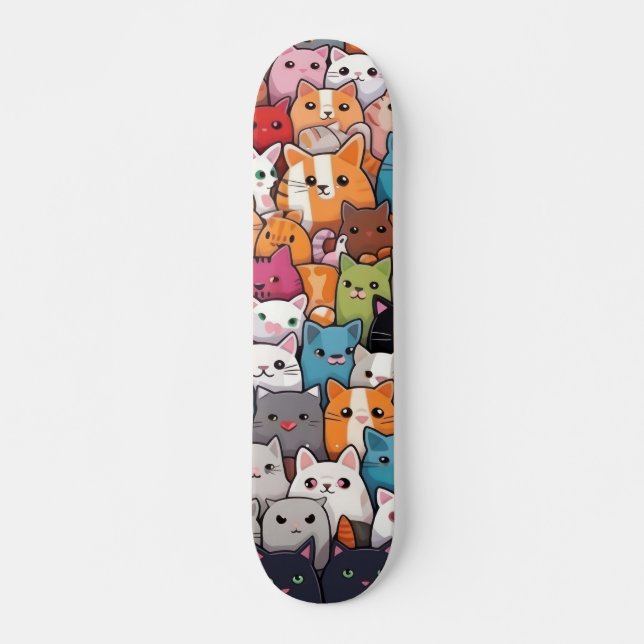 Skateboard Fantasía felina: Cute Anime Gats Galore (Anverso )