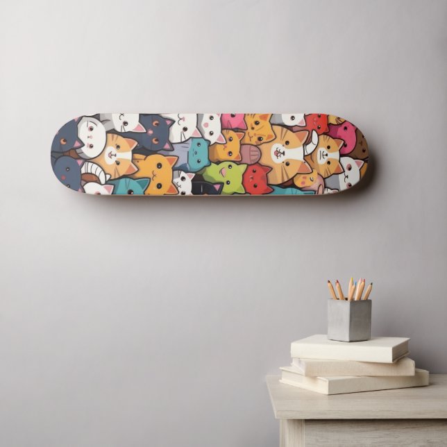Skateboard Fantasía felina: Cute Anime Gats Galore (Arte de pared (horz))