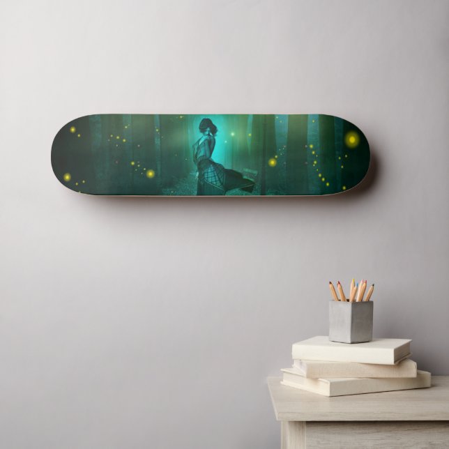 Skateboard Fantasía nocturna Mujer azul en cubierta de patina (Arte de pared (horz))