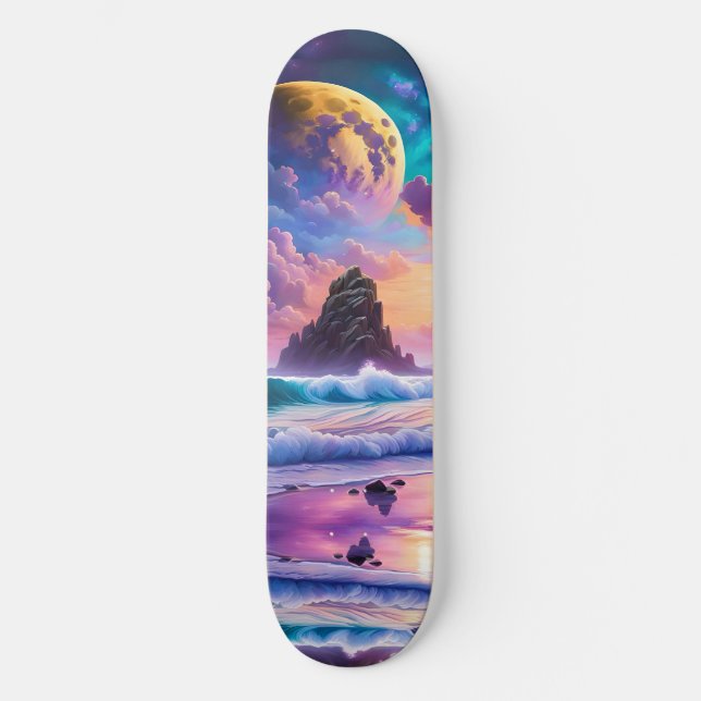 Skateboard Fantasía Playa Tropical (Anverso)
