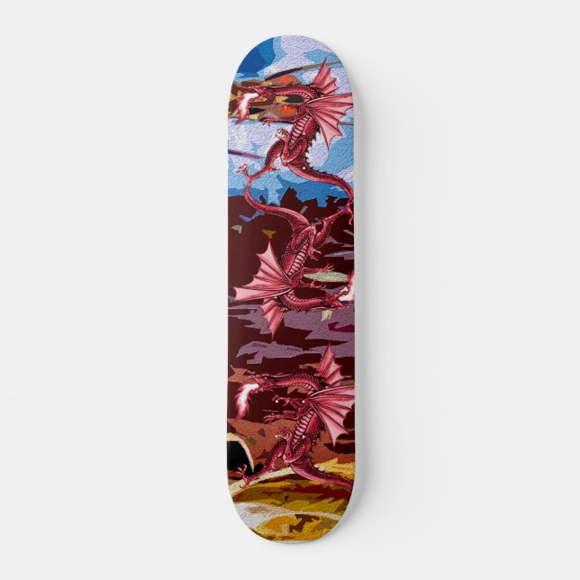 Skateboard Fantasía roja del dragón (Anverso )