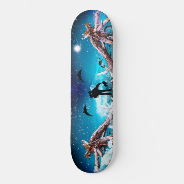 Skateboard Fantasía romántica Sirenita marinera arte oceánico (Anverso)