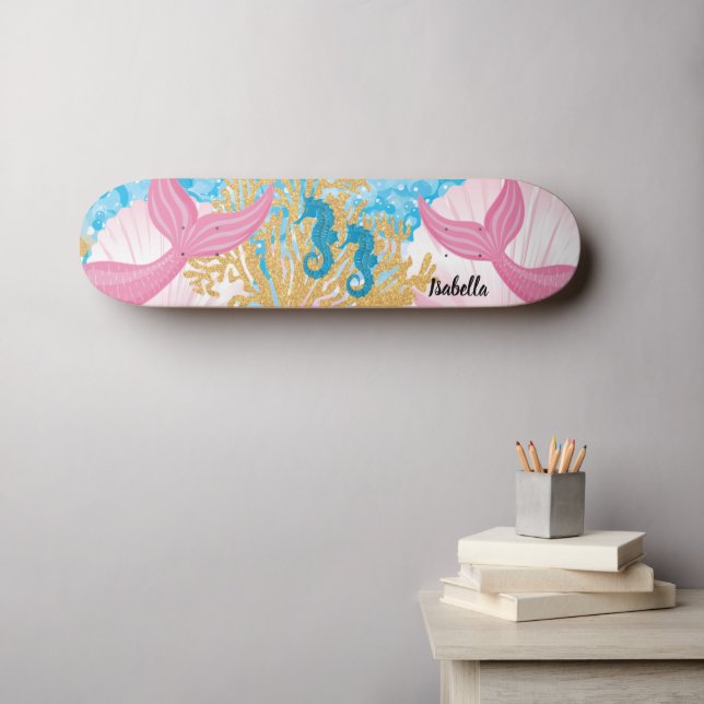 Skateboard Fantasía rosa Vida de la sirena (Arte de pared (horz))