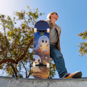 Skateboard Fantasmagóricos Fantasmas Linternas de Calabaza No