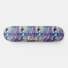 Skateboard Faro morado con Foxglove e Iris personalizado