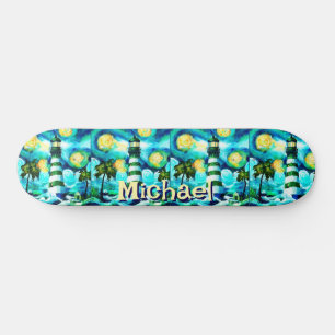 Skateboard Faro tropical Personalizado Náutico Costero
