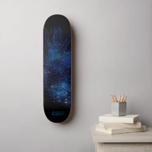 Skateboard *~* Feather Cosmic Boho Midnight Sky Pastel