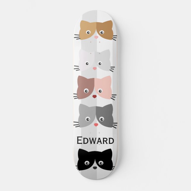 Skateboard Felices gatitos curiosos (Anverso)