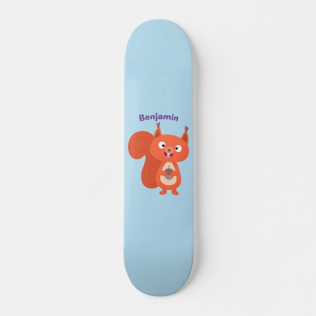 Skateboard Feliz ilustracion de personalizado de ardilla roja (Anverso )