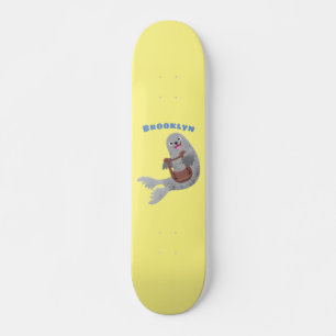 Skateboard Feliz ilustracion de personalizado de foca de arpa
