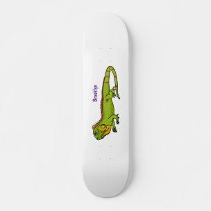 Skateboard Feliz ilustracion personalizado de iguana verde