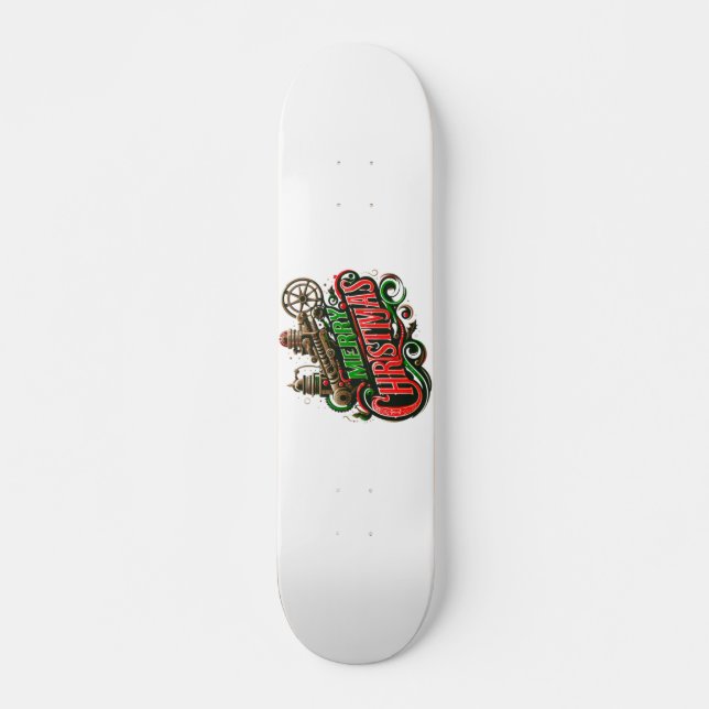 Skateboard Feliz Navidad steampunk (Anverso )