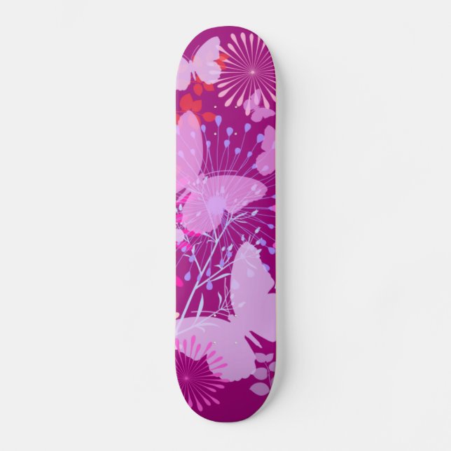 Skateboard Femenino rosado púrpura vibrante del jardín de la (Anverso)