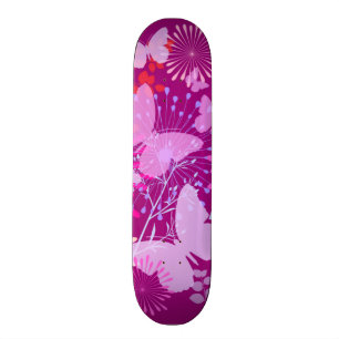 Skateboard Femenino rosado púrpura vibrante del jardín de la