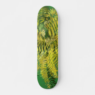 Skateboard Fern, frondas, florido, verde dorado verde vegetac