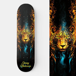 Skateboard Feroe brillante Tigre azul y amarillo estilo Guay