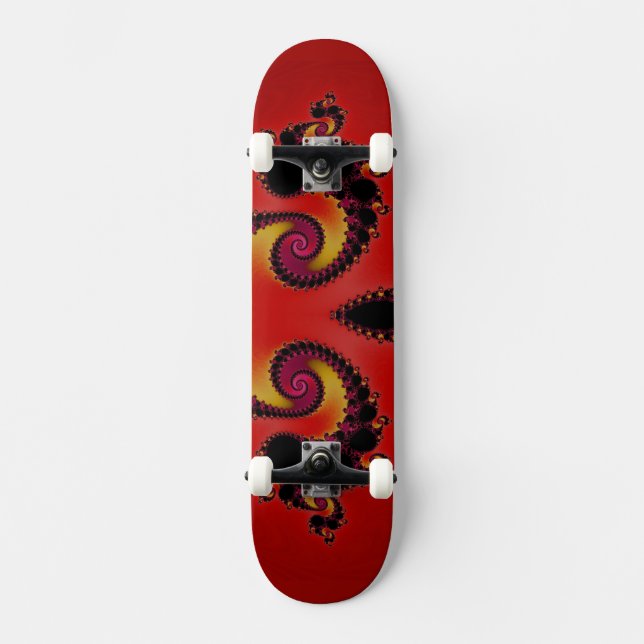 Skateboard Feroy Red Spiraling Black Holes Fractal Resumen (Anverso)