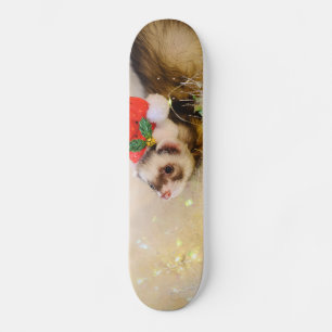 Skateboard Ferret en Santa Hat