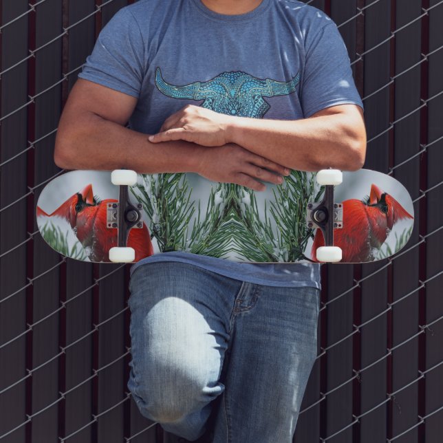 Skateboard Festividad de Navidades de pájaro del cardenal roj (Exterior 3)