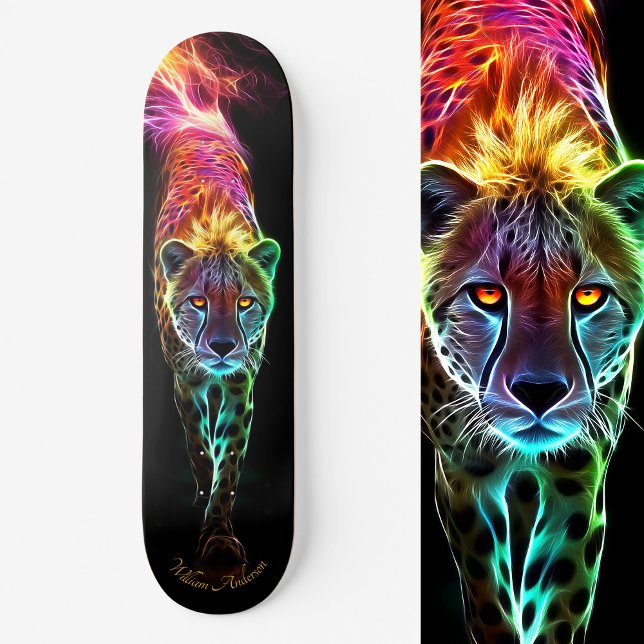 Skateboard Fiery Cheetah Gbright Style Guay (Fiery Cheetah Glowing Cool Style Skateboard)