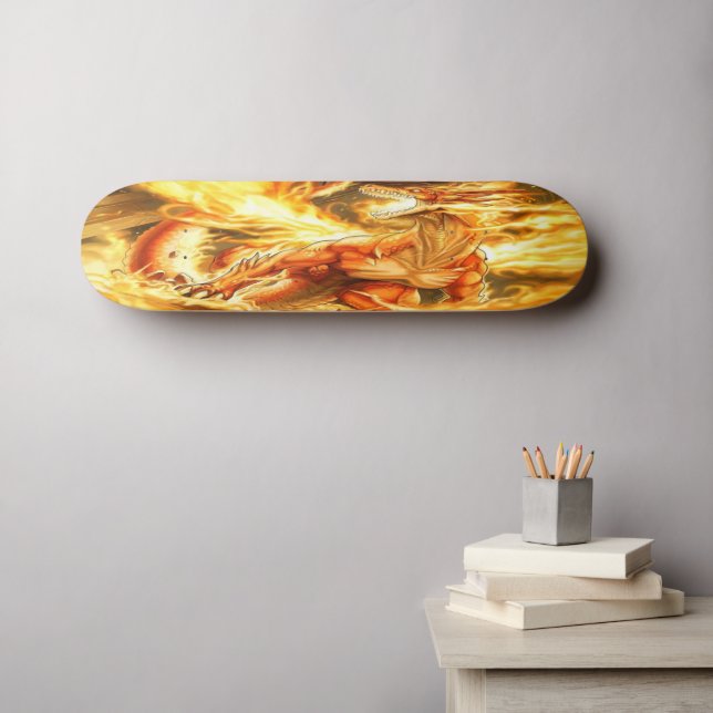 Skateboard Fiery Fantasy Dragon (Arte de pared (horz))