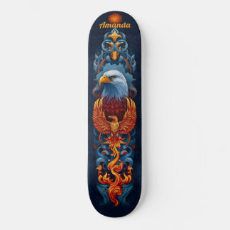Skateboard Fiery Phoenix Bird