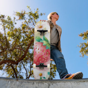 Skateboard Fiesta de cumpleaños de arcoiris de fresas cutánea
