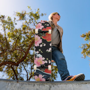 Skateboard Fiesta Japón flores de cerezo Seigaiha moderno ret