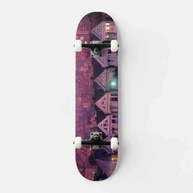 Skateboard Filas al atardecer en San Francisco, (Anverso)