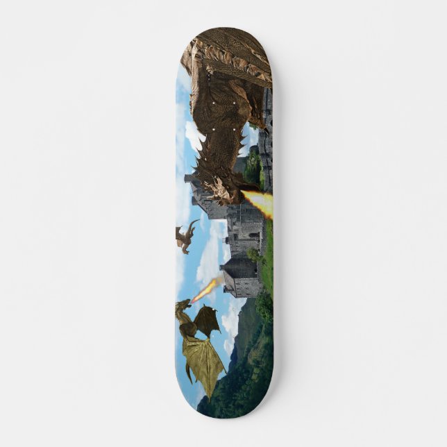 Skateboard Fire Breathing Dragon Wyvern Medieval Castle (Anverso )