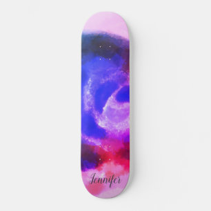 Skateboard Firma personalizada Floral Acuarela Rosa Púrpura