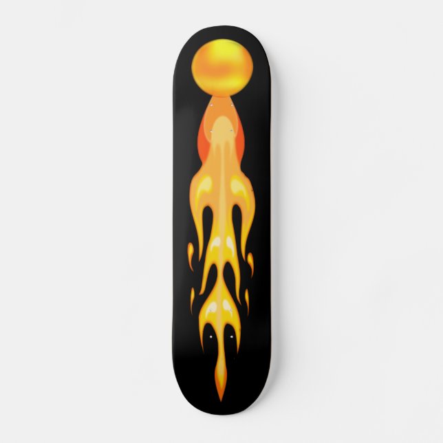 Skateboard Flamante bola caliente en naranja rojo y amarillo  (Anverso)