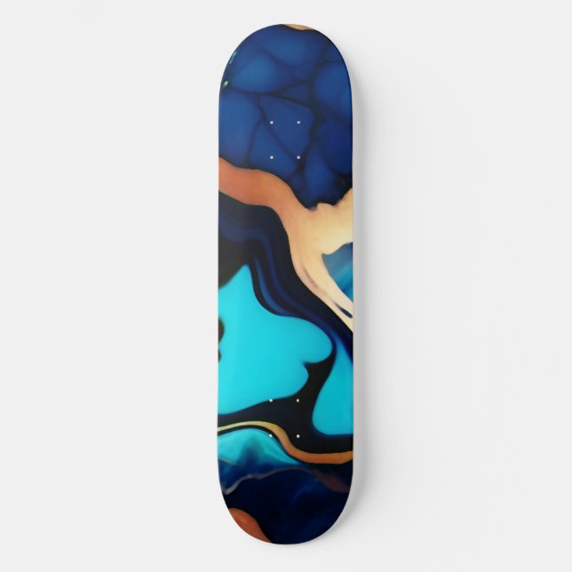 Skateboard Flamante dorado azul trenzado (Anverso)