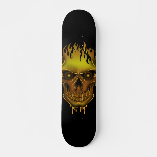 Skateboard Flame Skull - Oro (Anverso )