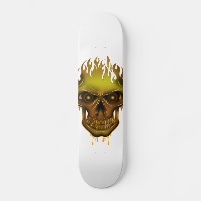 Skateboard Flame Skull - Oro (Anverso)