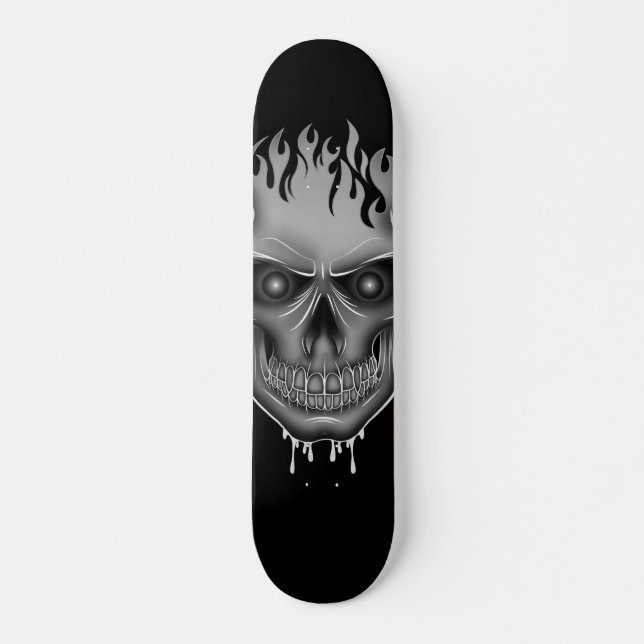 Skateboard Flame Skull - Plata (Anverso )