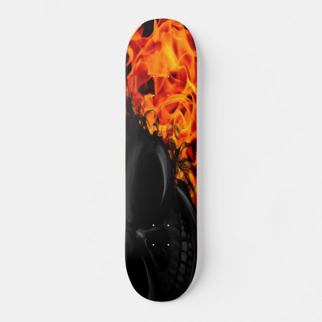 Skateboard Flames con esqueleto (Anverso)