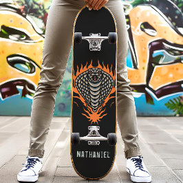 Skateboard Flaming Cobra Snake Custom Name