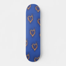 Skateboard Flaming Hearts