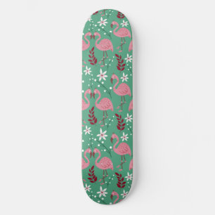 Skateboard Flamingo floral sin soldadura patrón rosa verde