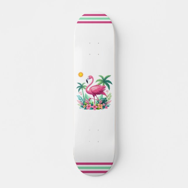 Skateboard Flamingo rosa de Florida/Tropical (Anverso )
