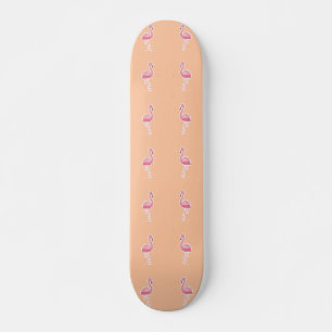 Skateboard flamingo rosa en naranja pálido