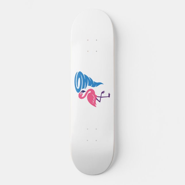 Skateboard Flamingo Tornado Audaz Arte Gráfico Moderno (Anverso)